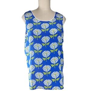Bob Mackie Wearable Art Silk Royal Blue Floral Sleeveless Top Sz M EUC Resort